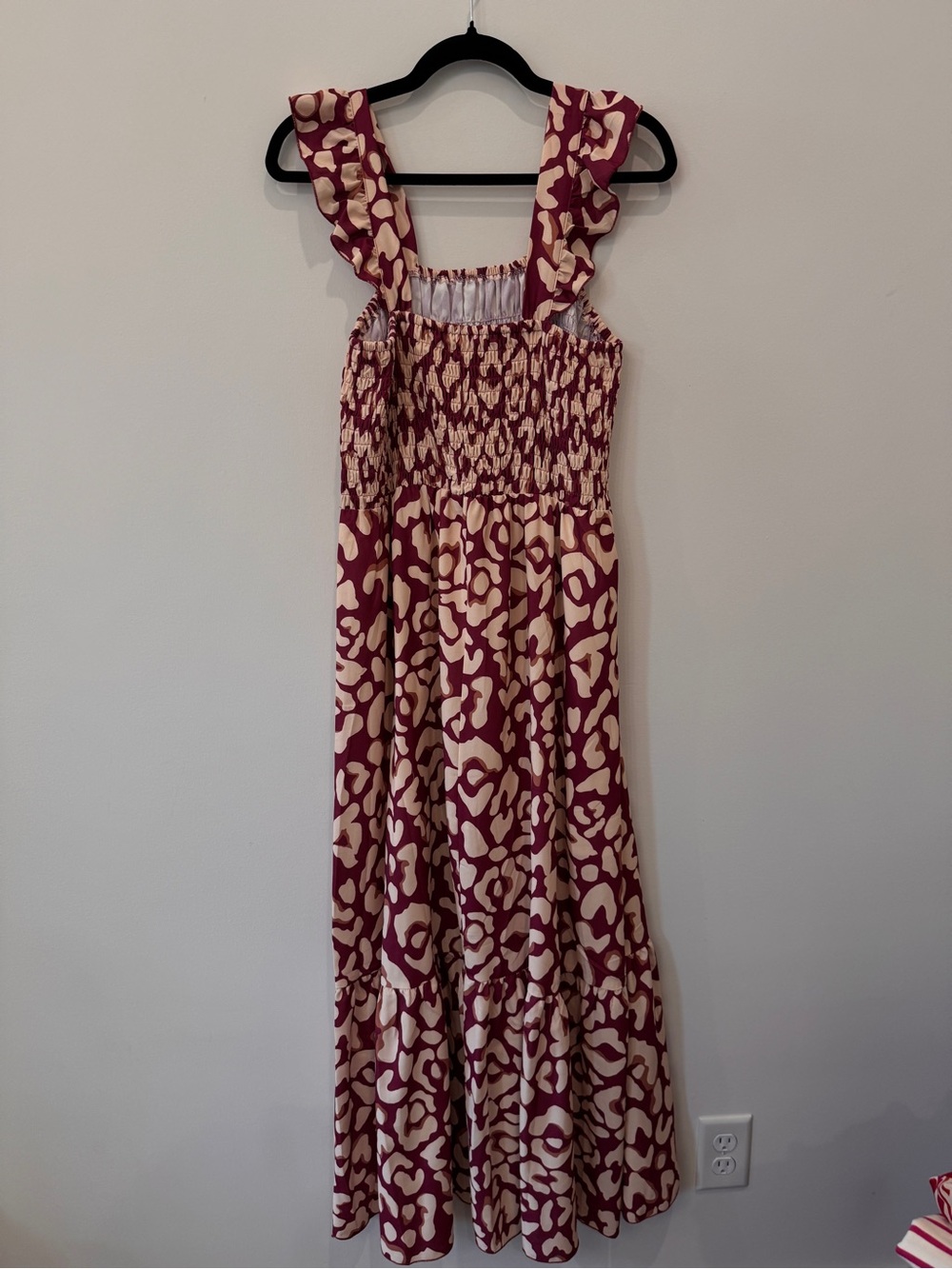 Amazon Women's Maxi Dress in Burgundy and Cream